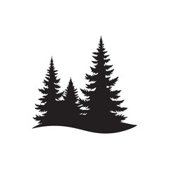 pine tree silhouette vector icon set flat design illustrations