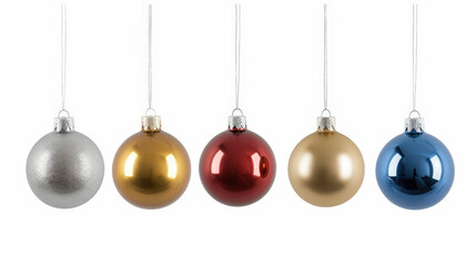colorful christmas balls on white background