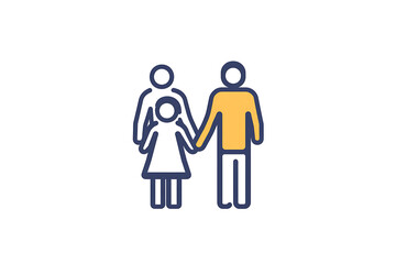 Icon of a family holding hands, symbolizing unity, care, and emotional connection.