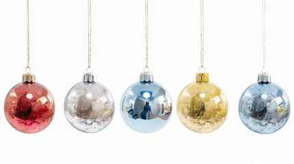 colorful christmas balls on white background
