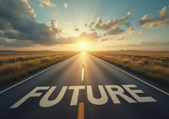 road points future marked uncertainty written bold letters empty path ahead