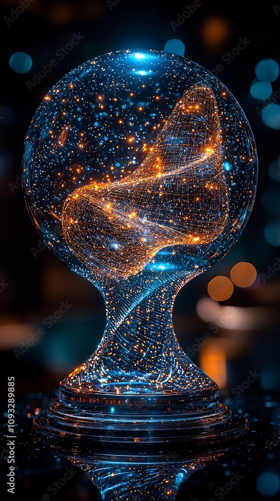 Poster holographic globe with quantum data streams symbolizing global digital connectivity and futuristic t