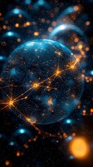 Obraz premium Futuristic Holographic Globe with Quantum Data Streams Connecting Continents in Clean White Space