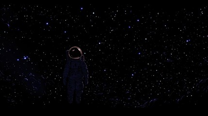 Fototapeta premium Astronaut Standing Alone in a Vast Starry Universe, Contemplating the Infinite Galaxies and Celestial Bodies Surrounding Them in a Dreamlike Space Scene