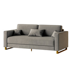 A gray couch with pillows on it