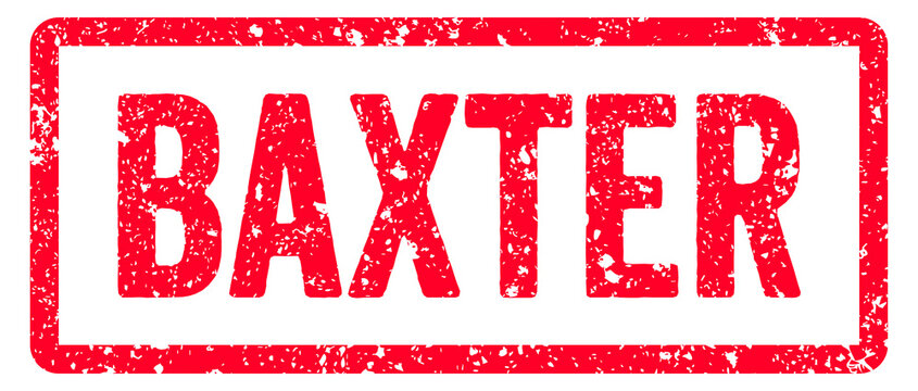 Baxter Stamp Transparent Seal, Red Grunge Baxter Word Rubber Stamp Seal Text Effect