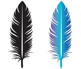 Fototapeta premium Cartoon feather isolated on white background, Feather silhouette icon