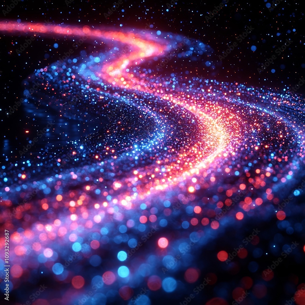 Poster pulsing quantum cables connecting distant locations in instant network concept