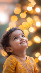 Fototapeta premium Indian baby, Merry Christmas and Happy New Year, banner