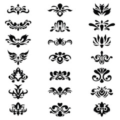Collection of vintage scroll ornament abstract shape