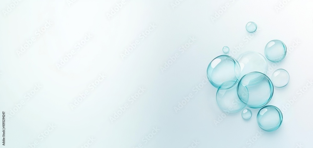 Poster esg investment metrics concept. a serene background featuring translucent blue bubbles, creating a c
