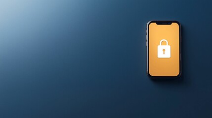 Mobile payment security protection. A smartphone displaying a lock icon on an orange background, symbolizing security and privacy in digital communication.