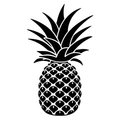 Vector black silhouette of a pineapple isolated on a white background.