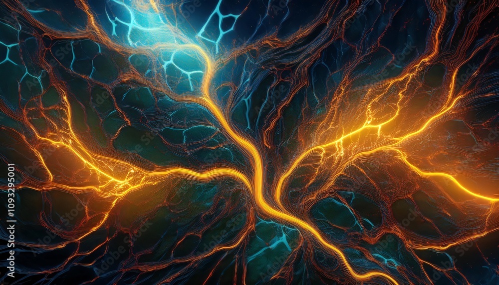 Poster plasma flowing through energy channels, creating a captivating display of light and color