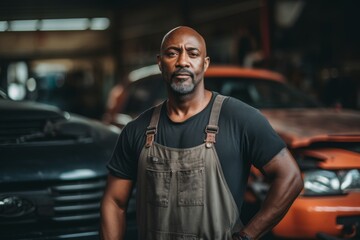 Smiling portrait of a middle aged car mechanic