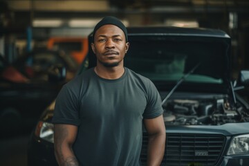 Obraz premium Smiling portrait of a middle aged car mechanic