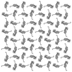Alien reptile hand drawn illustration motif seamless pattern