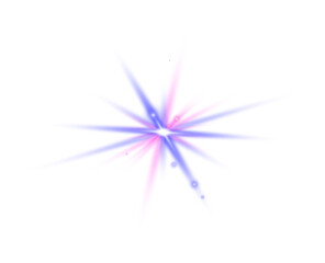 Transparent light star and streak and lens flares. Radiance bright flashes.