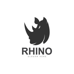 rhino head silhouette logo icon vector illustration template