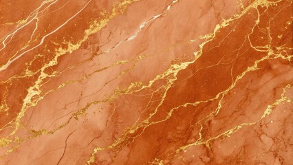 Fototapeta premium Burnt orange marble background with gold veining and subtle watercolor texture, design, natural, abstract, texture, watercolor