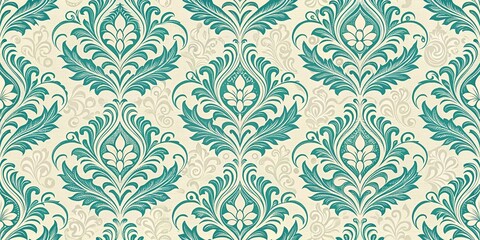 Fototapeta premium Damask seamless wallpaper background, vintage aesthetic, refined design, elegant damask pattern, classic look