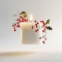 A Christmas Candle Mid-Air Featuring Seasonal Designs