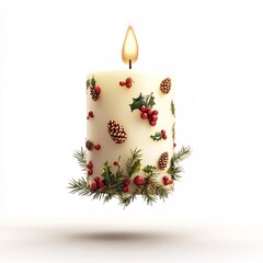 A Christmas Candle Mid-Air Featuring Seasonal Designs