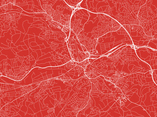 Christmas Map of Wetzlar, Germany in Snowy White on Festive Red Background.