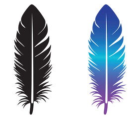 Fototapeta premium Cartoon feather isolated on white background, Feather silhouette icon