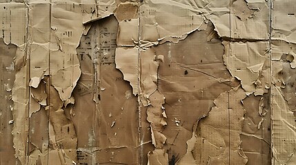 A weathered cardboard texture with torn edges and faint markings, creating a vintage and rustic appearance