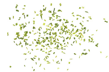 Dry chive pile isolated on white background, top view