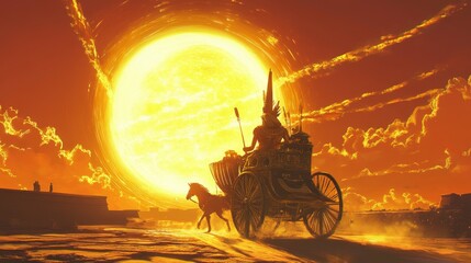 Ra in a radiant chariot, illuminating the entire Egyptian landscape