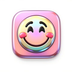 Fototapeta premium 3D Joyful Icon of Pressure Moments Holographic Overlay in Iridescent Style with White Background for Vibrant Digital Design