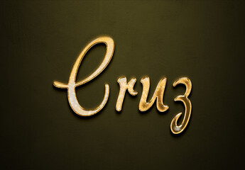 Old gold text effect of name Cruz with 3D glossy style Mockup.	
