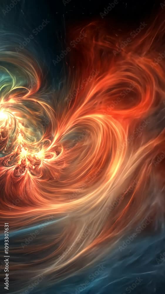 Poster abstract swirl of vibrant colors with intricate patterns in a cosmic background