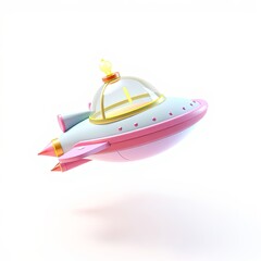 Naklejka premium 3D Holographic Spaceship Icon with Glowing Enchanted Runes for Whimsical Digital Art and Design