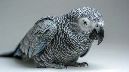 Obraz premium A close-up of a grey parrot with intricate feather details, showcasing its unique features.