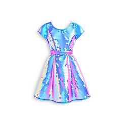 Obraz premium Icon of Sequin Dress, Joyful Style Transparent Overlay, 3D Visualization, Color-Shifting Aesthetic, Captivating Visual, High Resolution