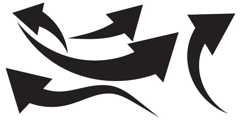 Black arrow icon on transparent background. Flat style arrow icon for your website, design, logo, app, UI., curved arrow sign.