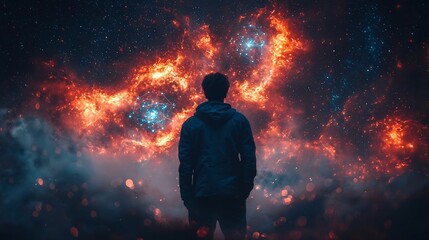 Researcher Controlling Futuristic Quantum Data Interface in Minimalist Lab Setting