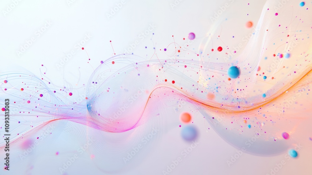 Poster communication network, featuring interconnected nodes and glowing lines that symbolize data transfer