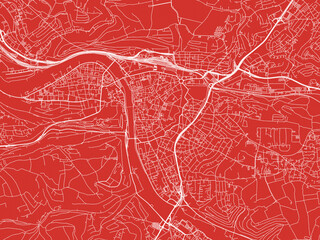 Christmas Map of Wurzburg, Germany in Snowy White on Festive Red Background.
