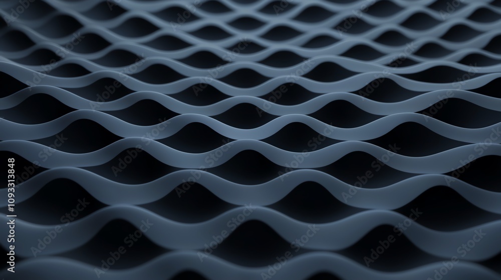 Poster a close-up view of a textured surface featuring wavy patterns, showcasing depth and contrast in dark