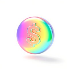 3D Icon of Monthly Budget with Iridescent Style for Transparent Overlays, Joyful and Delightful Design, High Resolution, Clear Details, White Background, Copy Space