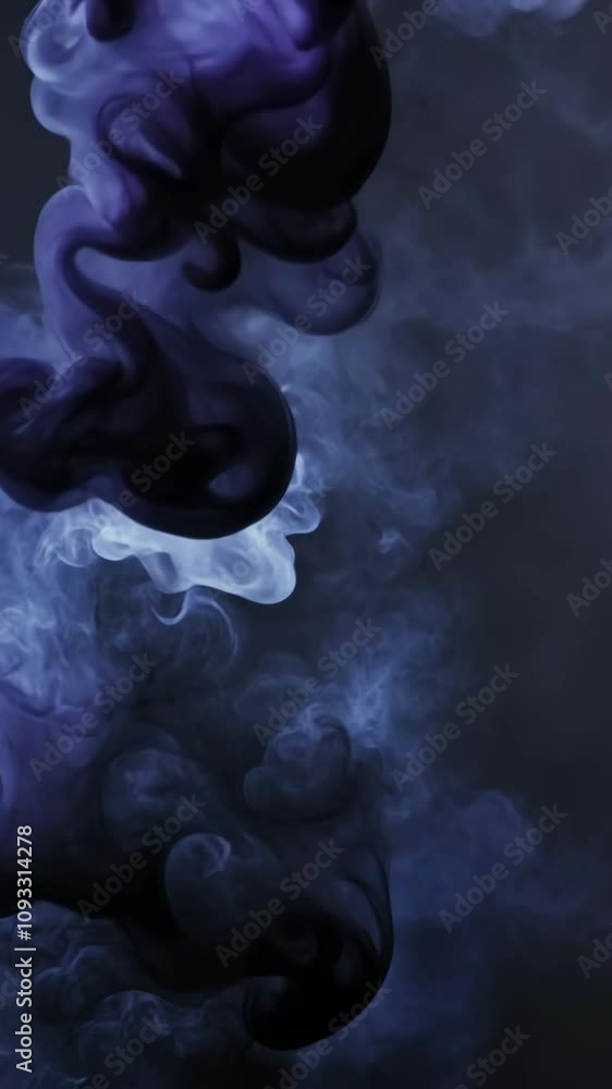 Poster swirling dark smoke creates an abstract pattern against a light background in a mystical display