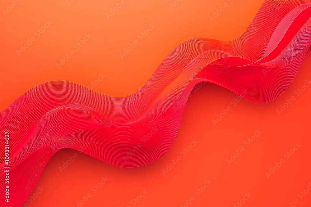 Poster a flowing red wave against a vibrant orange background, creating a dynamic and modern look for creat