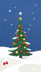 Fototapeta premium christmas tree with snow. christmas tree icon or logo christmas tree. greeting card design cover. 