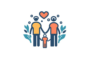  Icon of a family holding hands, symbolizing unity, care, and emotional connection.