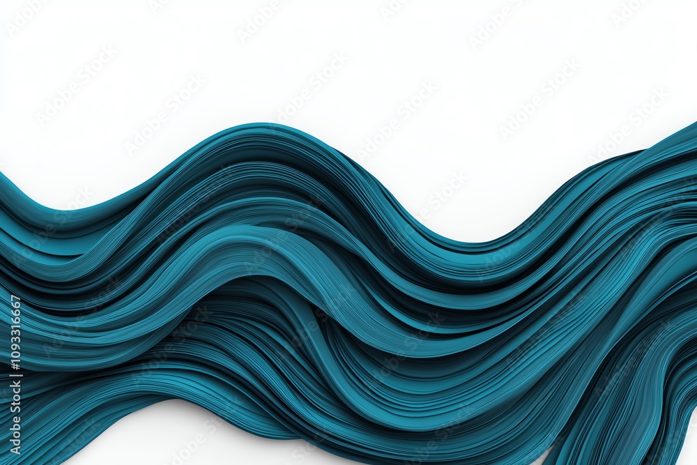 Poster a smooth, flowing wave of teal fabric or material, creating a dynamic and elegant visual effect agai