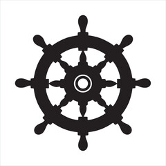 Obraz premium Ship Wheel vintage silhouette on white background 